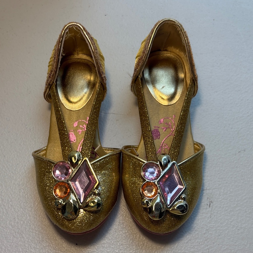 Disney Gold Kids Dress Shoes with Gem Details